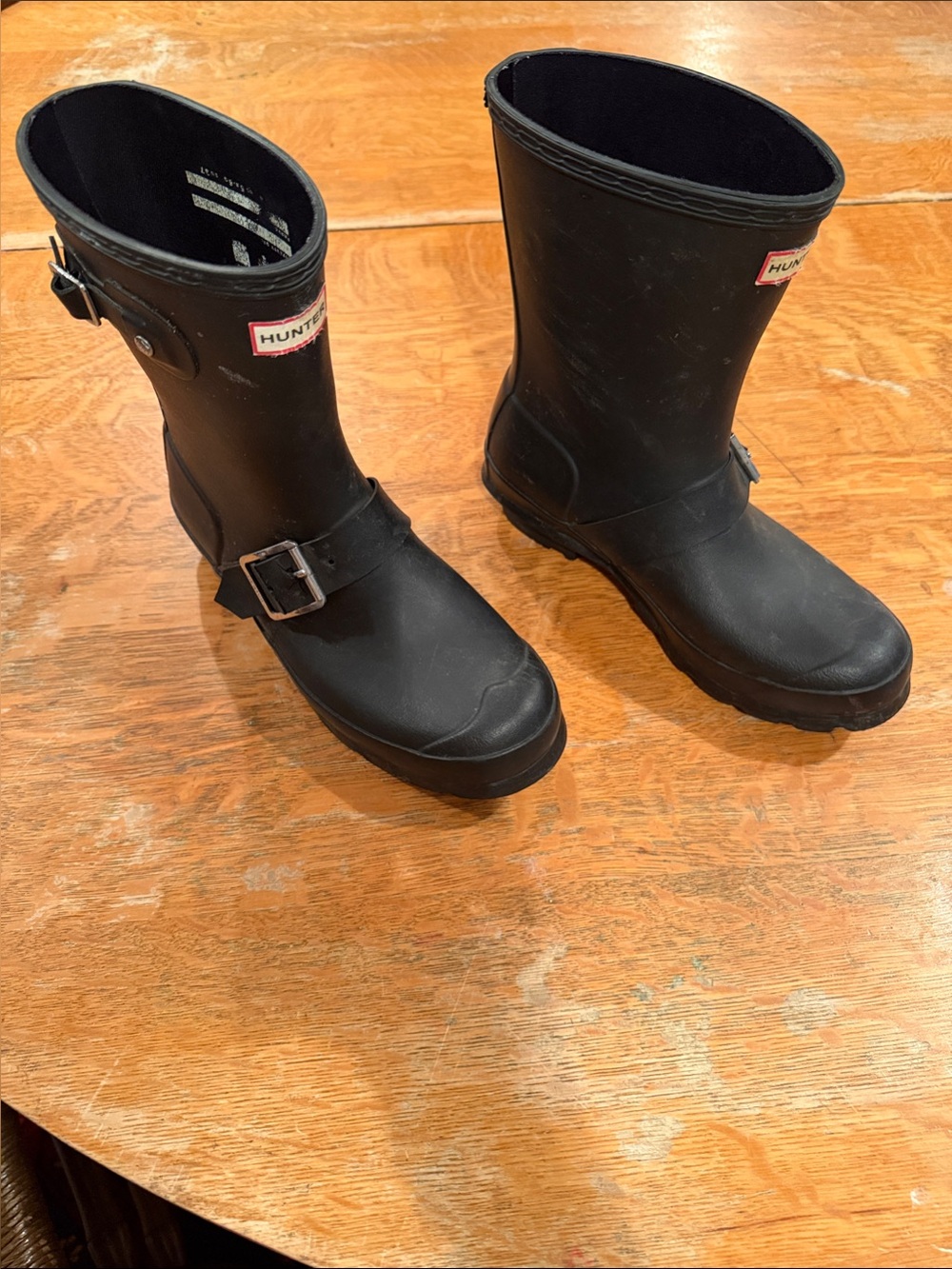 Hunter Matte Black Short Waterproof Boots with Buckle